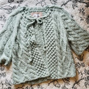 Aphorism Cable Knit Cardigan - Light Blue